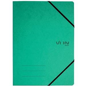 VON Leitz 30110055 Documentenmap, A4, met elastische bandsluiting, karton, voor 150 vellen, lichte project- en papieropslag, voor school, studie en thuis, groen