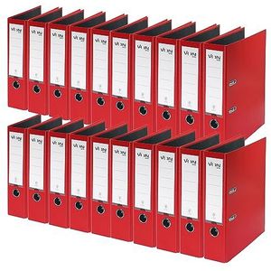 von Leitz Leitz 10550025 set van 20 A4-mappen van karton met kunststof omslag, rug 80 mm, voor 600 vellen, motief blauwe engel en FSC-gecertificeerd, rood, voor school, studie en thuis