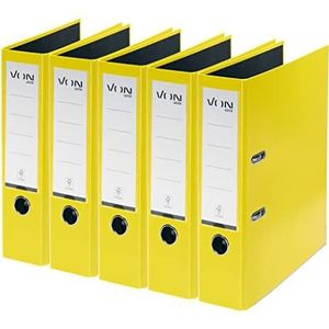 Leitz, 10551015 - A4-map, 80 mm, 5 stuks, van FSC-gecertificeerd karton voor school, studie en huishouden, geel