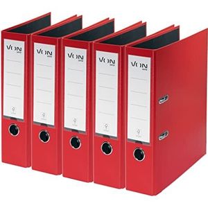 Leitz, 10551025 - A4-map, 80 mm, 5 stuks, FSC-gecertificeerd, voor school, studie en thuis, rood