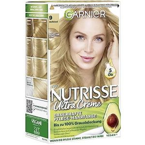 Garnier Nutrisse Permanente verzorgende haarverf met voedende fruitoliën, kleuring met 8 weken houding, ultra crème tint, 90 lichtblond