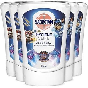 Sagrotan No-Touch Kids Navulling Aloë Vera – Paw Patrol Edition – voor de automatische zeepdispenser – 5 x 250 ml handzeep