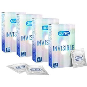 Durex Onzichtbare condooms, extra dun condoom voor intensiever gevoel (4 x 12 stuks)