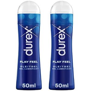 Durex Play Feel glijmiddel op waterbasis, licht, zijdeachtig glijmiddel voor sensationele gevoelens in de praktische doseerfles (2 x 50 ml), 100 ml