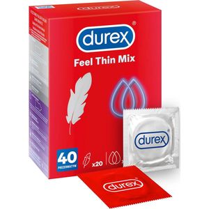 Durex Condooms - Thin Feel Mix - 40 Stuks (20st Thin Feel Extra Dun (Ultra) + 20st Thin Feel Extra Lube (Elite) - Discreet Verzonden - Met Kwantumkorting