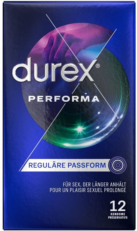 Durex «Performa» 12 ausdauernde Markenkondome mit Easy-On-Passform