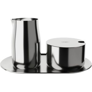 alfi Milk and Sugar set, glanzend, hoogwaardige roestvrijstalen melk- en suikerset, stijlvol design, vaatwasmachinebestendig, duurzaam