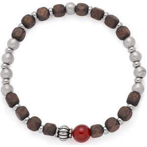 Jewels by Leonardo Heren Armband Bosco - RVS - Hout - Kwarts