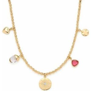 JEWELS BY LEONARDO Giselle 023214 Ankerketting van goudkleurig roestvrij staal, 5 kleine bedelhangers met verschillende motieven, lengte 45-50 cm, sieraad cadeau voor vrouwen, 45 EU, Roestvrij staal