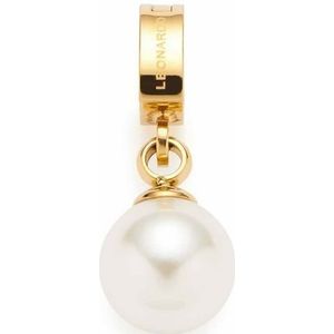 Leonardo sieraden Einzel Charm-hanger gouden Coco Clip&Mix voor dames van roestvrij staal met parel in de kleur goud met clipsluiting, hoogte: 2,1 cm, 023257, Lak Roestvrij staal, Geen edelsteen