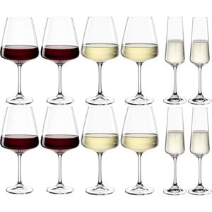 Leonardo - Glazenset Paladino - 12-delig - 4 witte wijnglazen - 4 rode wijnglazen - 4 champagneglazen