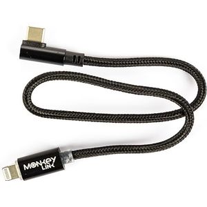 MonkeyLink Unisex – volwassenen ML-ChargingCable USB-C naar Lightning 30cm, zwart, 30 cm