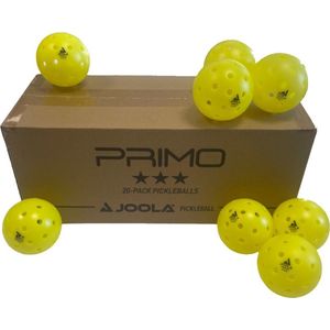 JOOLA Pickleball Primo Balls 3 sterren hoogwaardige outdoor en indoor speelballen met USAPA certificering, 26 gram, 74 mm diameter, geel, 20 stuks