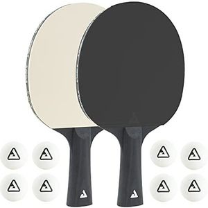 Tafeltennisbat Pingpong Set Black & White - 2 bats & 8 Tweekleurige tafeltennisballen JOOLA