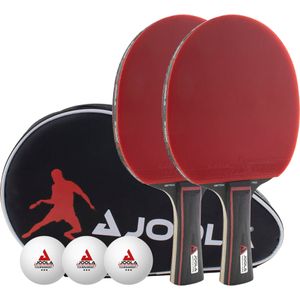 JOOLA Tafeltennisset Duo PRO 2 tafeltennisbatjes + 3 tafeltennisballen + tafeltennishoes, rood/zwart, 6-delig
