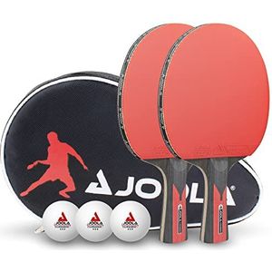 JOOLA Tafeltennisset Duo Carbon 2 tafeltennisbatjes + 3 tafeltennisballen + tafeltennishoes, rood/zwart, 6-delig