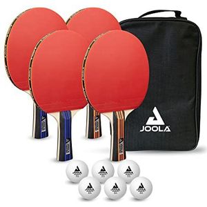 JOOLA Family Advanced, 4 tafeltennisrackets + 6 3Star tafeltennisballen + draagtas, geavanceerd niveau, 28 x 18 x 8 cm