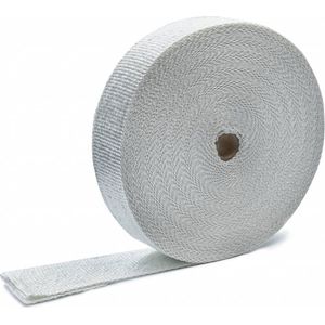 Uitlaat wrap - hitteband - wit - 10 meter lang - breedte 2,5 cm.