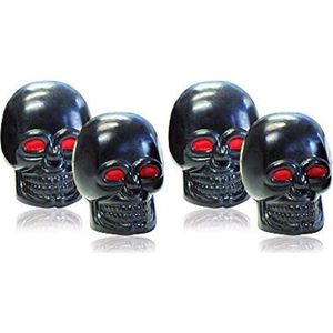 Foliatec - Ventieldoppen Skull - Zwart - Aluminium - Set van 4
