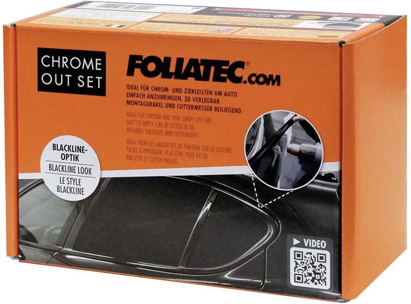 Foliatec 'Chrome Out' Set Zwart Glanzend - Folie strip 5 cm x 15 m.