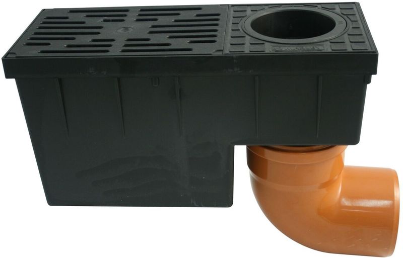 Marley - Regensinkkasten mit Laubfangkorb mit Laubfangkorb, für Fallrohr 75-110, schwarz Rinnenzubehör