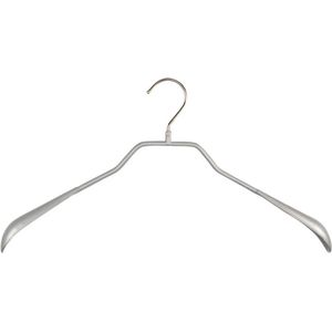 TopHangers [Set van 5] - Stevige metalen kledinghanger / garderobehanger met brede schouderkoppen voorzien van zilveren anti-slip coating | Geschikt voor zelfs de zwaarste jassen | Gecertificeerd als 'Eco friendly' en 'Skin friendly' | 'Mawa 46L'