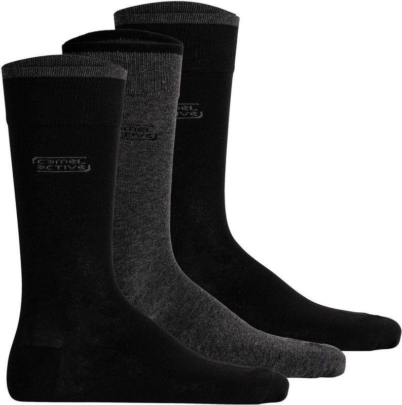 camel active - Heren Sokken - Zwart - 3 Stuks - Comfortabele Afsluitband
