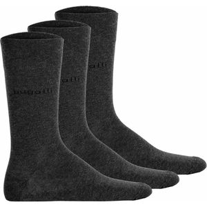 Bugatti - 6703 - Huissokken - Antraciet - 77% Katoen, 20% Polyamide, 3% Elastan - Set van 3