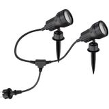BRILONER Leuchten - Buitenlamp, tuinlamp, padverlichting, set van 2, 2x GU10, 3 W, 250 lumen, incl. grondspies, IP44, zwart