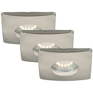 LED-inbouwlampen, set van 3, inbouwspots, inbouwspots, LED GU10, 4 Watt, 330 lumen, draaibaar, IP44, geschikt voor badkamer/badkamer, mat nikkel