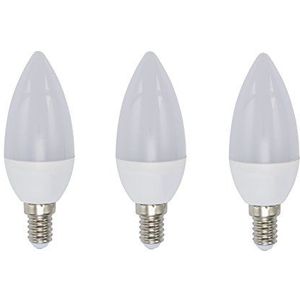 Briloner Leuchten Lamp, LED-lamp, gloeilamp, kaars, 3-delige set, E14, 3, 250 lumen, vervangt 25 watt een conventionele gloeilamp, kunststof, W, wit, 3,7 x 3,7 x 10,6 cm, 3 stuks