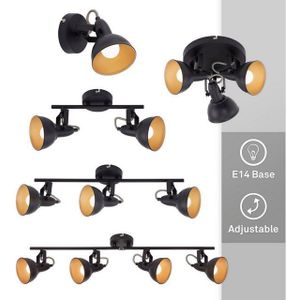Briloner Leuchten SOFT - plafond spot 3-lichts - plafondlamp retro / vintage uitvoering - fitting: E14 max. 40 Watt - metaal zwartgoud 55,4 x 10 x 18,1 cm