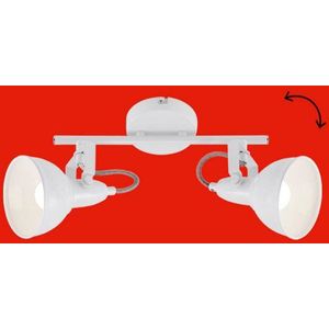 Deckenleuchte Retro 2 dreh-& schwenkbaren 2xE14 Spots 40W Metall Weiß Briloner