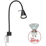 Tuso - Wandlamp - Mat Zwart - LED - Flexibele Arm
