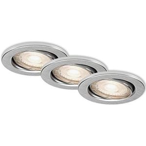 Briloner Leuchten - LED-inbouwlampen, set van 3 plafondlampen, LED-module draaibaar, elk 5 watt, 460 lumen, 3.000 Kelvin, IP23, aluminiumkleurig, 86 x 70 mm (DxH)