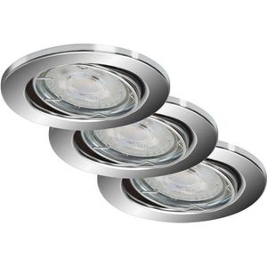 Briloner Lampen LED inbouwspot dimbaar draaibaar elk 5W GU10 460 lumen 3000K IP23 chroom 86x70mm (D x H)