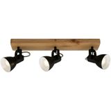 Briloner - Deckenspot Retro dreh- & schwenkbar 3x GU10 35 w Holz-Metall schwarz