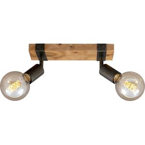 BRILONER - Plafondlamp vintage draaibaar, houten voet, E27 fitting, max. 25 watt, plafondlamp, lamp, woonkamerlamp, slaapkamerlamp, keukenlamp, plafondspot, 28x10x9 cm, hout-zwart