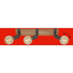 Spotleuchte dreh- und schwenkbar 3x E27 Metall-Holz Gunmetal Briloner