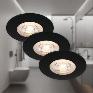 BRILONER - Set van 3 LED Inbouwspots - Matzwart - IP44 - 5 W