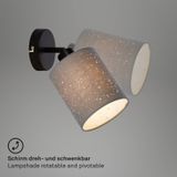 Briloner Lichten - spotlamp, wandspot, wandlamp incl. sterrendecoratie, draai- en zwenkbaar, 1x E27, max. 25 Watt, grijs-zwart, basis: 100x25mm (DxH)