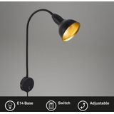 Retro - Stekkerlamp - Zwart - Goud - Metaal