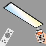 BRILONER - Smart LED Plafondlamp, Wifi Plafondlamp Ultra Flat, CCT, Dimbaar, Voice Control, Zwart, 1000x250x66 mm