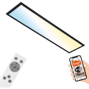 BRILONER - Smart LED Plafondlamp, Wifi Plafondlamp Ultra Flat, CCT, Dimbaar, Voice Control, Zwart, 1000x250x66 mm