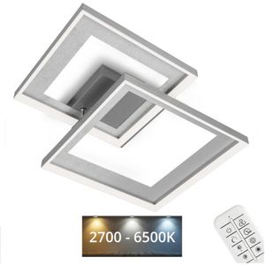 Briloner Leuchten 3567-018 Led-plafondlamp, dimbaar, met afstandsbediening, draaibaar, warmwit, neutraal wit, koudwit, vierkant, geborsteld aluminium, 568 x 480 x 95 mm