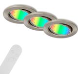 Briloner LED inbouwlamp Fit Move S, CCT RGB 3-voudig, nikkel