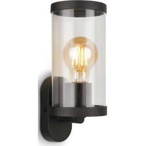 Briloner Buitenlamp van glas, IP44, E27, zwart, 230 x 95 x 115 mm (l x b x h)