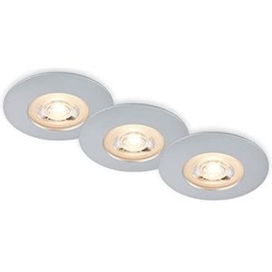 BRILONER - Set van 3 LED-plafondspots, ultraplatte inbouwlampen, badkamerinbouwspots, IP65, mat chroom, 90 x 25 mm (DxH)