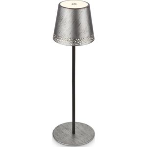 BRILONER 2-in-1 led-tafellamp, dimbaar, progressief, touchscreen, led-tafellamp, voor buiten, draadloos, led-tafellamp, antiek zilver, 12 x 38 cm