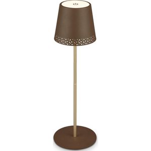 BRILONER – Led-tafellamp met accu, 2-in-1 montage, traploos dimbaar, touch, mobiel licht, led-tafellamp voor buiten, led-tafellamp draadloos, bruin-goudkleuren